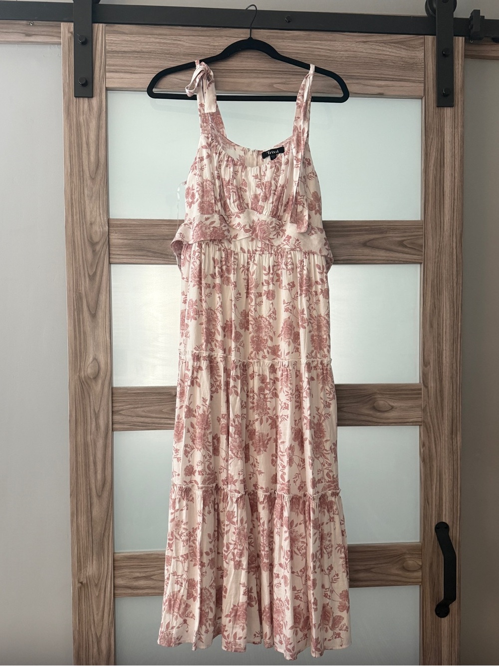 Trixxi Cream Maxi Dress with Dusty Rose Floral Print